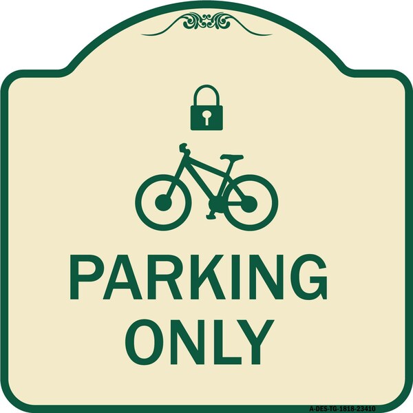 Signmission Parking With Cycle and Lock Symbol Heavy-Gauge Aluminum Architectural Sign, 18" x 18", TG-1818-23410 A-DES-TG-1818-23410 - main